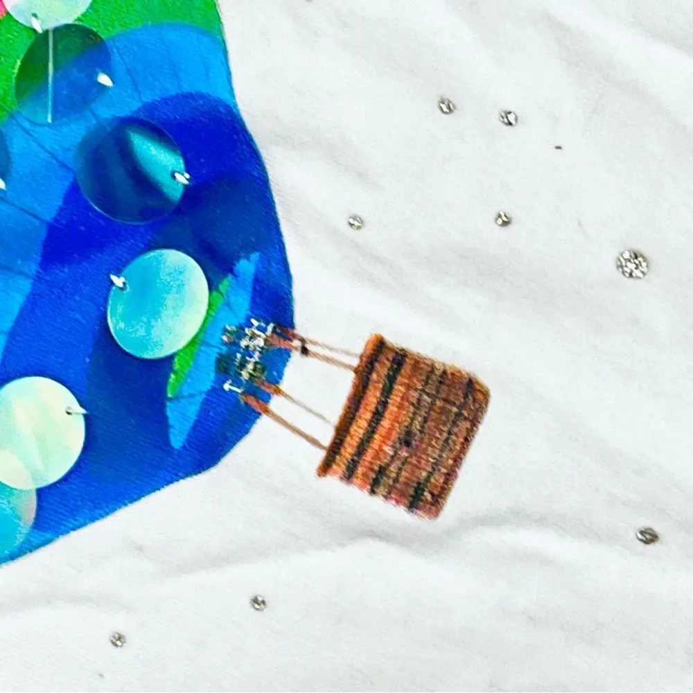 1989 Place Girls 14/16 Rainbow Hot Air Balloon Studded Long Sleeve Top - Picture 5 of 9